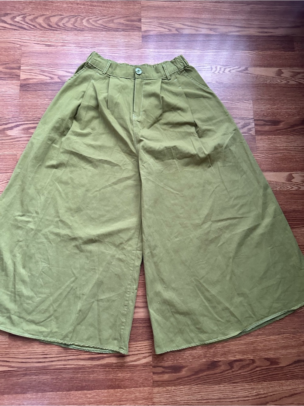 Simple Olive Wide Leg Culottes